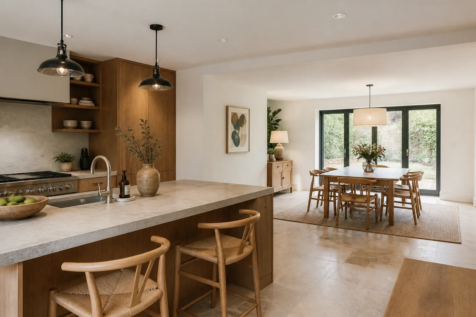 Warm contemporary kitchen renovation